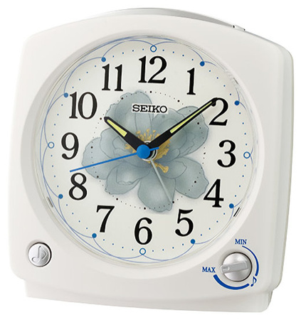 Budzik SEIKO QHP012W 12x13 cm śpiew ptaków melodie regulacja głośności
