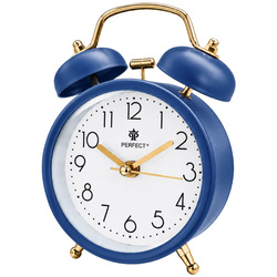 Budzik Perfect TB09504 niebieski głośny alarm cichy mechanizm
