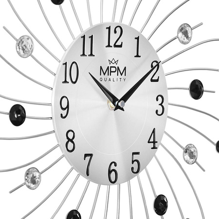 Duży zegar ścienny MPM E04.4283.70 z kryształkami 50 cm