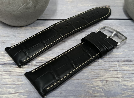 Skórzany wodoodporny pasek do zegarka 24 mm HIRSCH Duke L 01028051-2-24