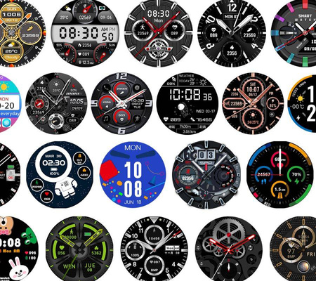 SmartWatch Rubicon RNCE88 srebrna koperta, czarny silikonowy pasek, srebrna bransoleta BT Call