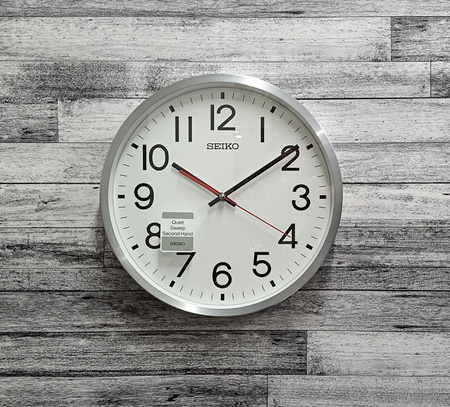 Zegar ścienny SEIKO QXA861S 30 cm aluminiowy srebrny