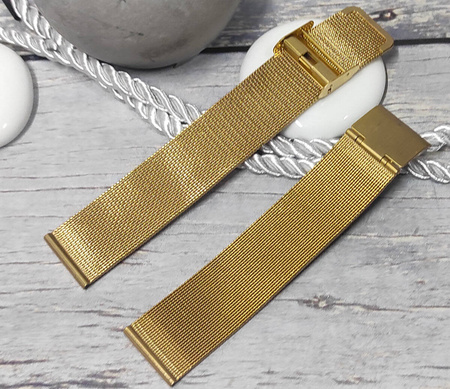 Bransoleta stalowa do zegarka 20 mm Jordan Kerr HQ04 G-20 złota siatkowa mesh