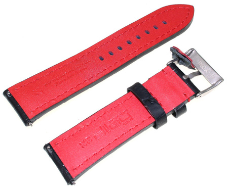 Skórzany pasek do zegarka 24 mm Diloy 395.24.53 czarny czerwony