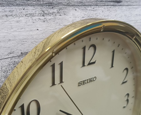 Zegar ścienny SEIKO QXA417G 31 cm złoty cichy mechanizm