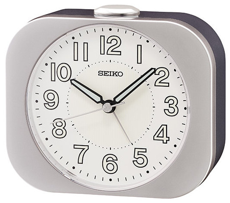 Budzik Seiko QHE206S 11x10 cm srebrny matowy
